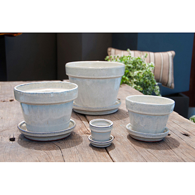 Standard Pot with Saucer - White Spots