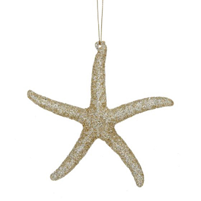 Ornament - Starfish Acrylic Gold Glitter