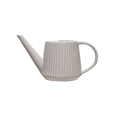 Stoneware Fluted Watering Can - White
