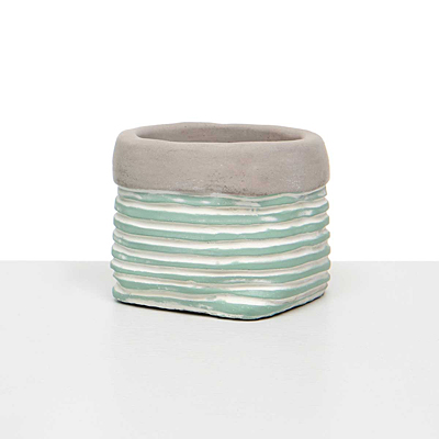 Pot - Striped Bag Concrete, Teal