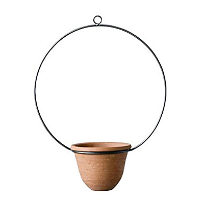 Hanging Terracotta Planter with Metal Hanger