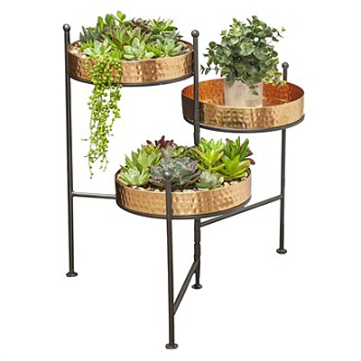Plant Stand - 3 Tier Round Hammered Copper