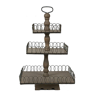 Tray - Deco Wood & Wire Tier