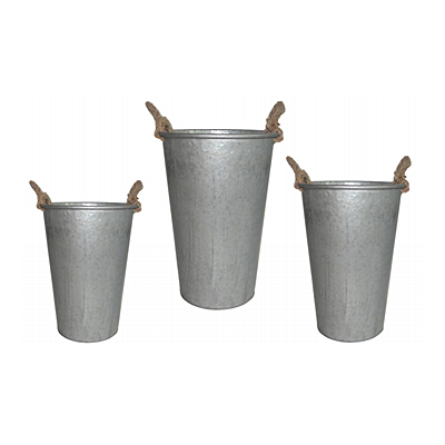 Tin Vase with Rope Handles