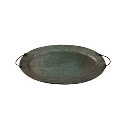 Tray - Antique Zinc Oval with Ear Handles
