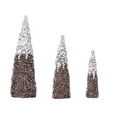 Tree - Nested Snow & Silver Glitter Cone