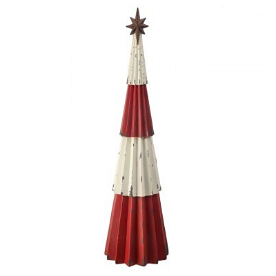 Resin Country Roads Tree with Star - Red/White
