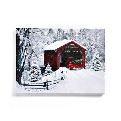 Wall Decor - LED Canvas Red Truck with Timer