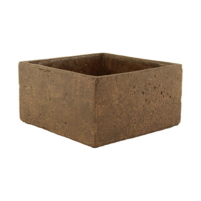 Square Cement Pot - Weathered Brown