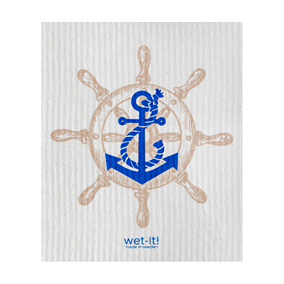 Swedish Dish Cloth - Sailors Wheel, Navy