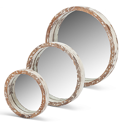 Mirror - Wood Round White
