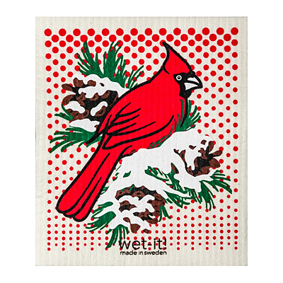 Swedish Dish Cloth - Winter Cardinal