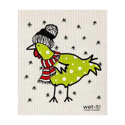 Swedish Dish Cloth - Winter Chicken