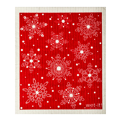 Swedish Dish Cloth - Winter Day, Red