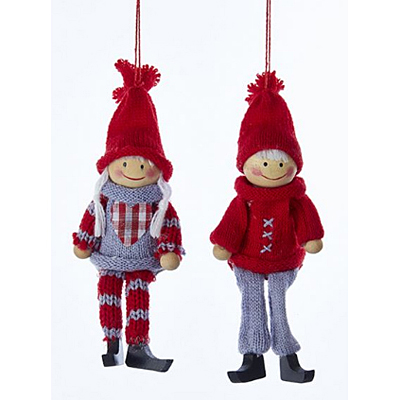 Wooden Knitted Boy/Girl Ornaments