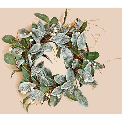 Wreath - Magnolia Leaves with White Berry