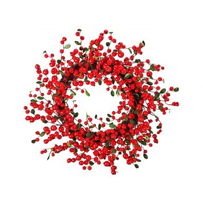 Wreath - Mixed WP Berry Privet Leaf - Red