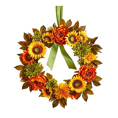 Wreath - Sunflower Dahlia Yellow Orange