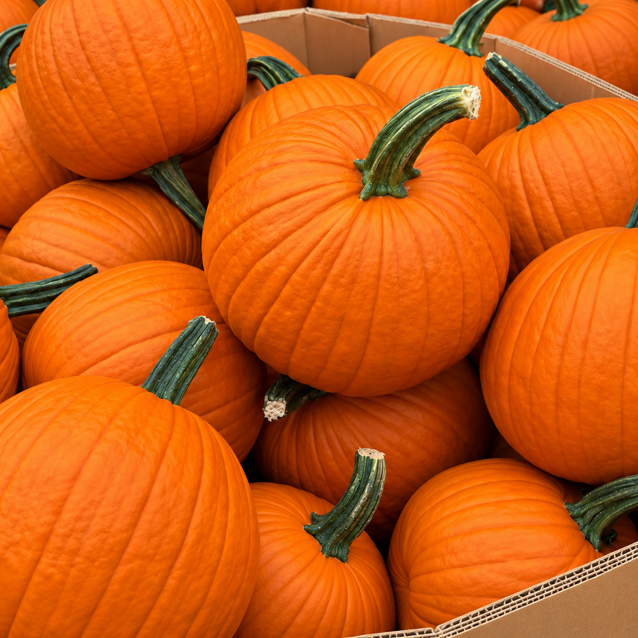 Fresh orange carving pumpkins ready for fall
