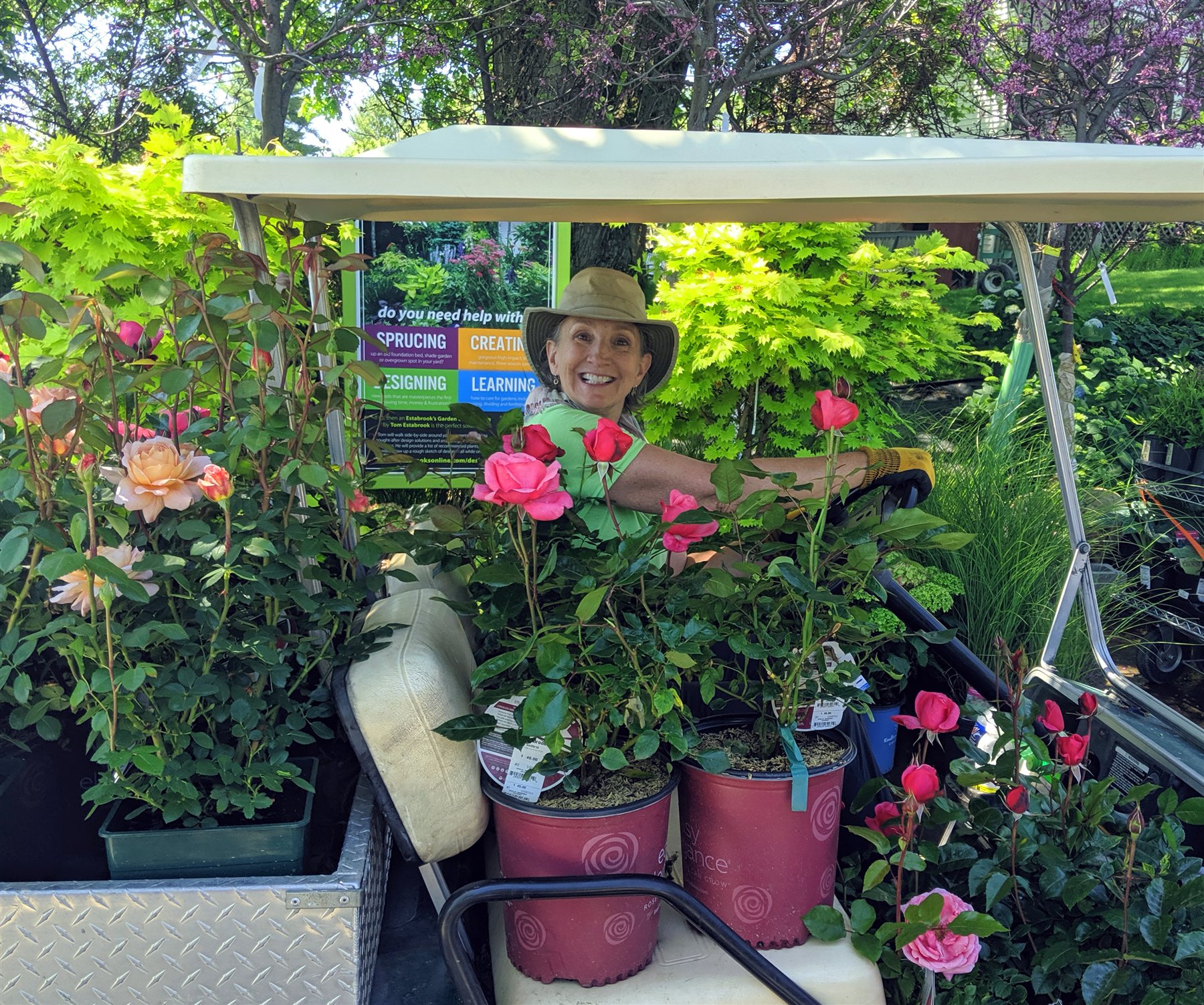 An Estabrook's team member helping with plants